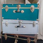 vintage trunk rental - $18 ea - IN stock- 1 teal, 1 silver, 1 hot pink, 2 black